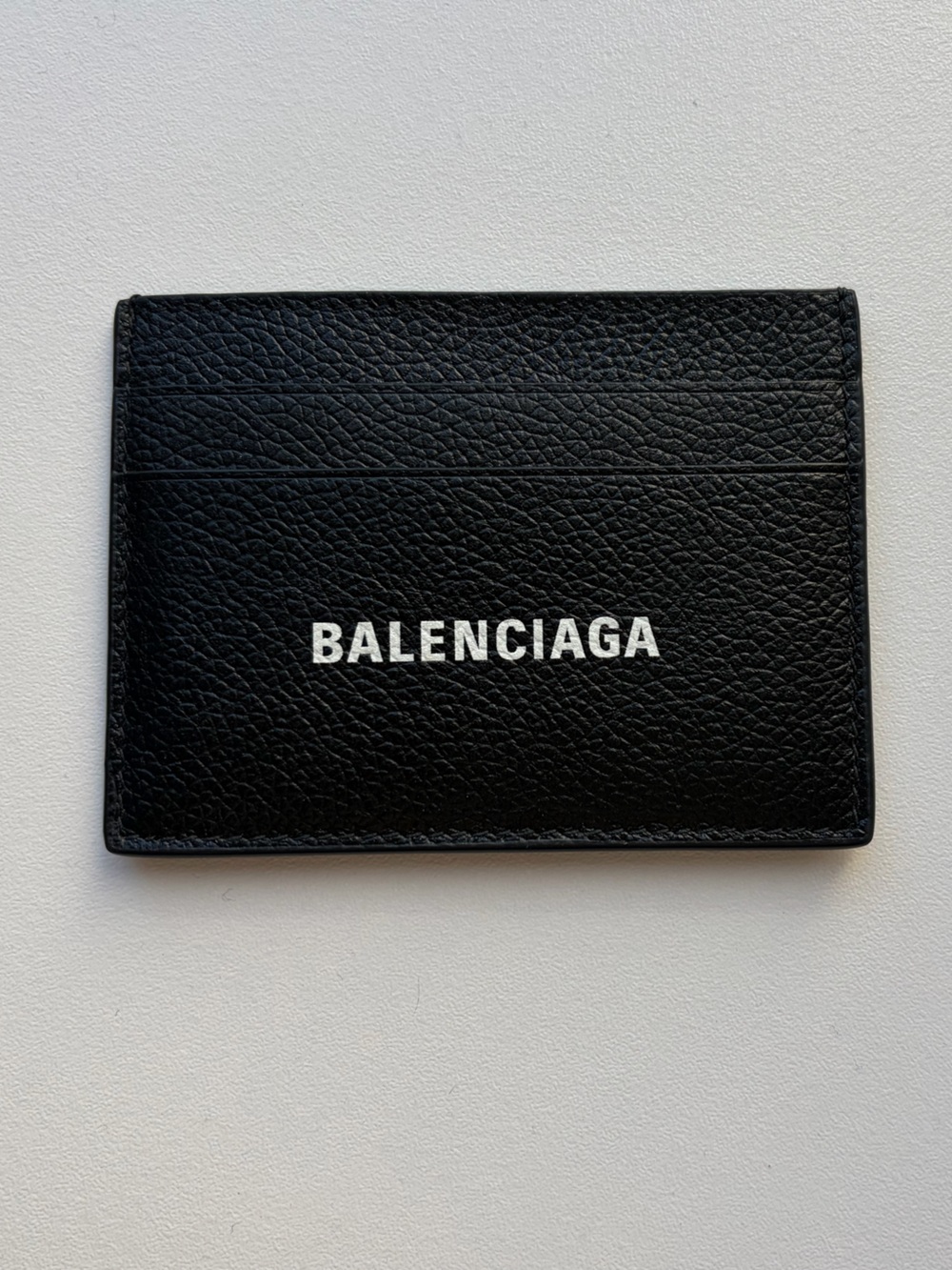 Balenciaga Black Leather Card Case with White Logo